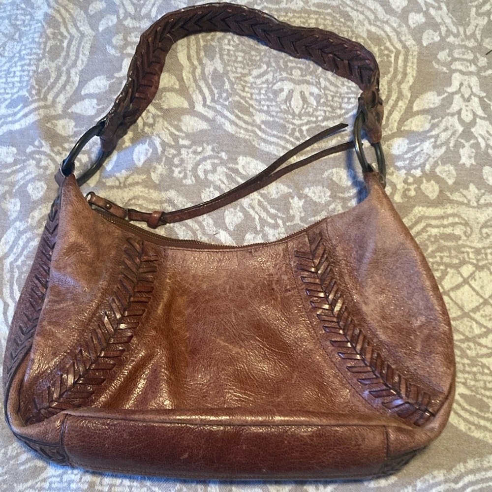Brown Leather Women's slouchy hobo shoulder Bag